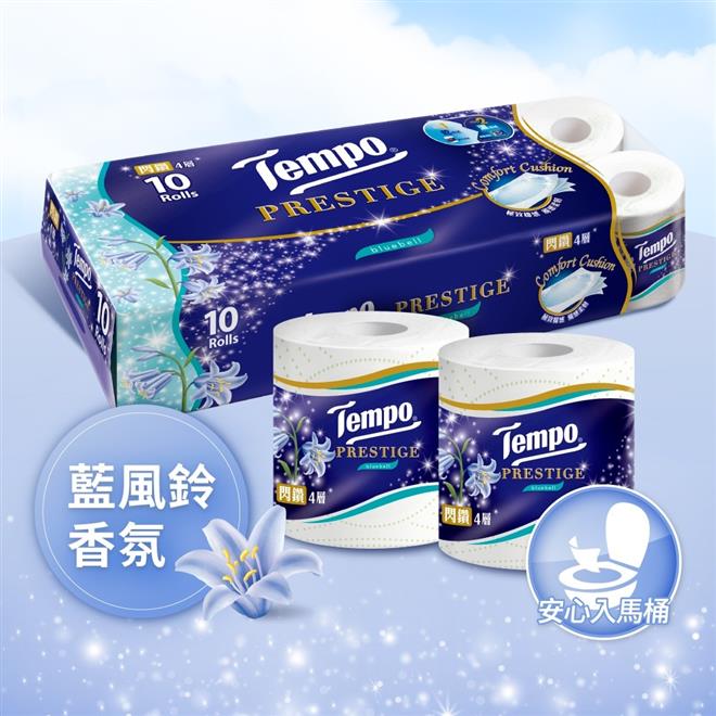 Tempo 閃鑽四層捲筒衛生紙-藍風鈴香氛(10捲/1串)x3袋